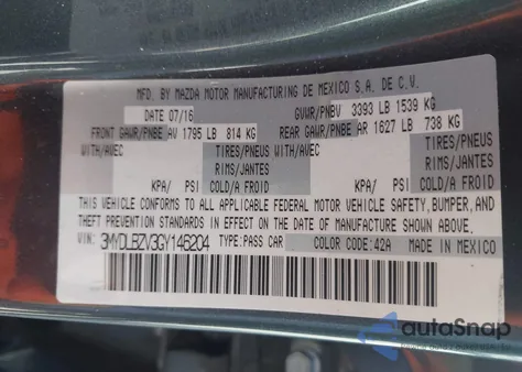 2016 Scion Ia from USA, damaged, VIN 3MYDLBZV3GY146204